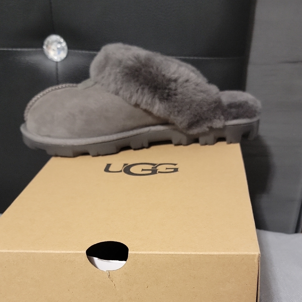 UGG Women's Gray Fur-Lined Slippers